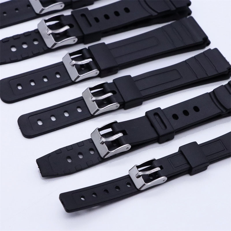 Dây Đeo Đồng Hồ Bằng Cao Su Silicone Màu Đen Có Chốt Cài Kích Thước 12mm 14mm 16mm 18mm 20mm 22mm