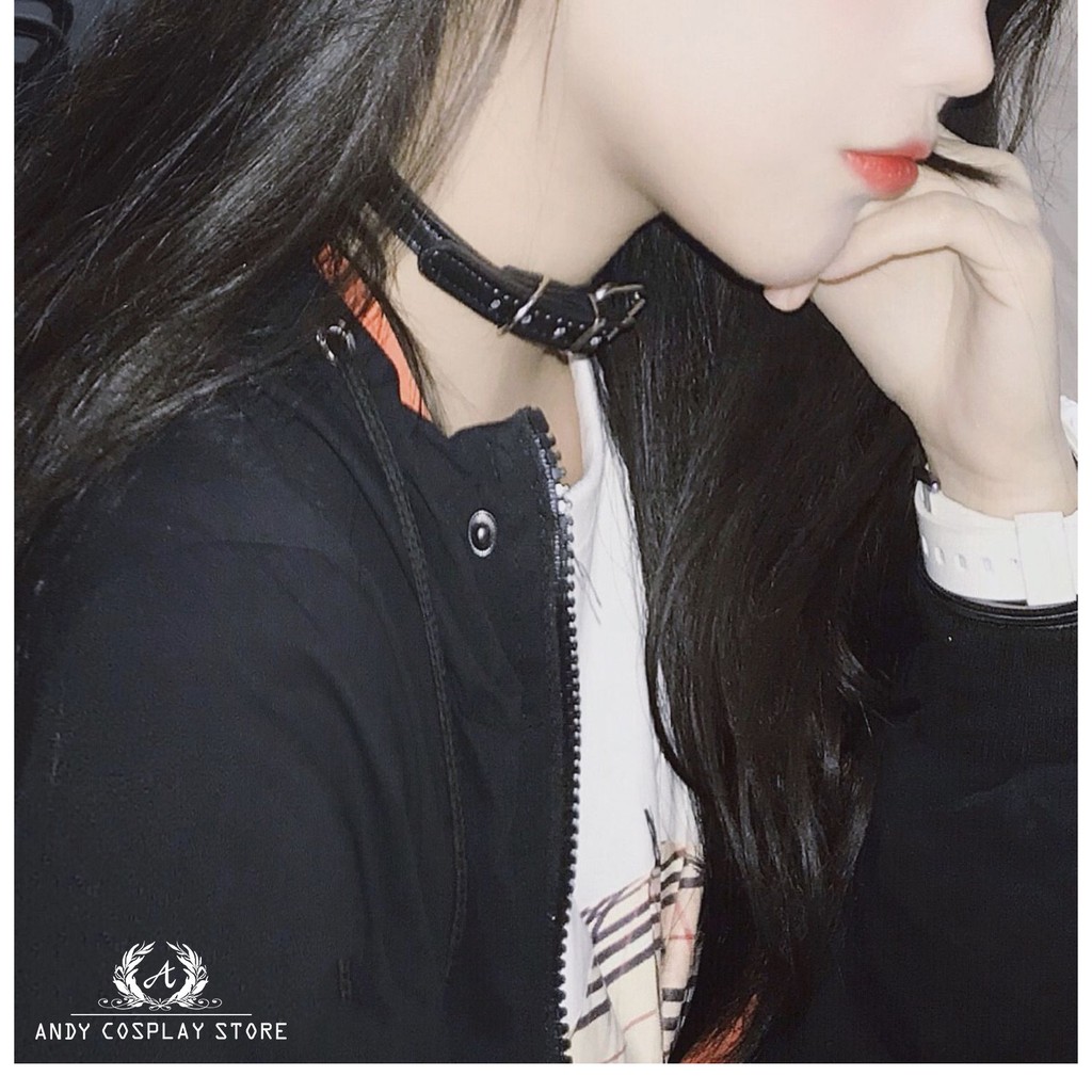 [CÓ SẴN] Vòng cổ giả da đính chuông bạc nhỏ