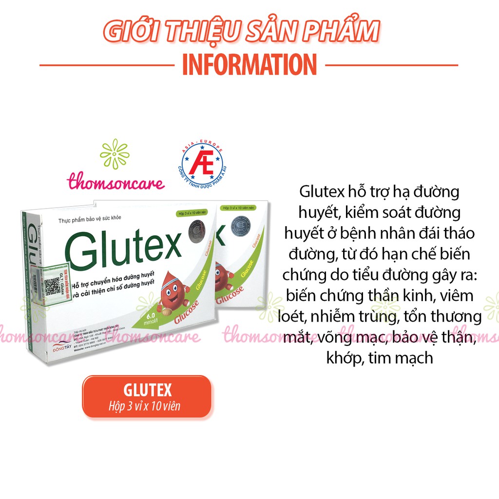 Glutex - Mua 6 tặng 1 bằng tem tích điểm - Hỗ trợ ổn định đường huyết, giảm tiểu đường từ mướp đắng, lá xoài