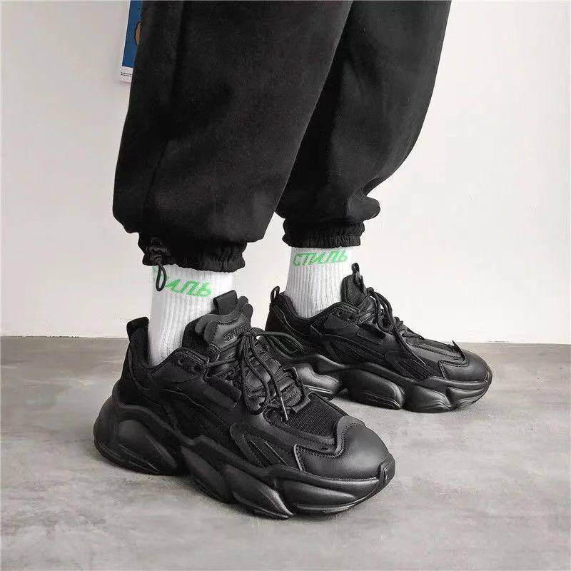 sneakers Giày Thể Thao Đế Dày Màu Đen Kiểu Retro Dễ Phối Đồ Cho Cặp Đôi
