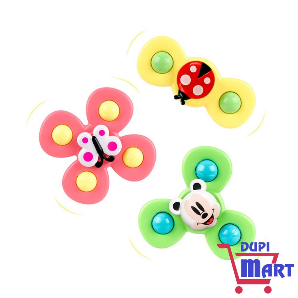 SET 3 Con Quay Dán Tường Hít Chân Không - Bô 3 Chong Chóng Spinner Hình Côn Trùng Ngỗ Nghĩnh Cho Bé - DupiMart