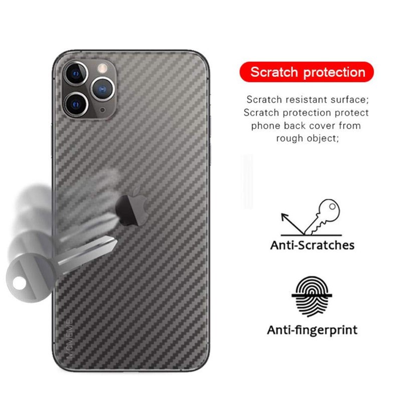 Miếng dán mặt lưng carbon chống vân tay chống xước bảo vệ cho iPhone 13 12 11 Pro X XR XS Max 8 7 6 6S Plus SE 2020