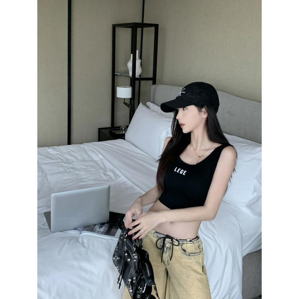 Cocory vn Áo Tank Top Ôm Dáng In Chữ Thời Trang Mùa Hè Quyến Rũ Cho Nữ