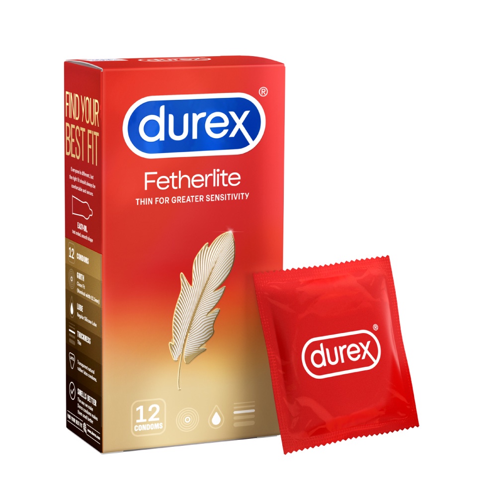 Bao cao su Durex Fetherlite siêu mỏng, size 52.5mm, 12 bao/hộp