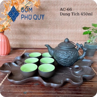 Bộ ấm trà ⚱ gốm sứ bát tràng ⚱ bộ ấm chén uống trà hoa trâm khay sen tử sa gomphuquy ac66