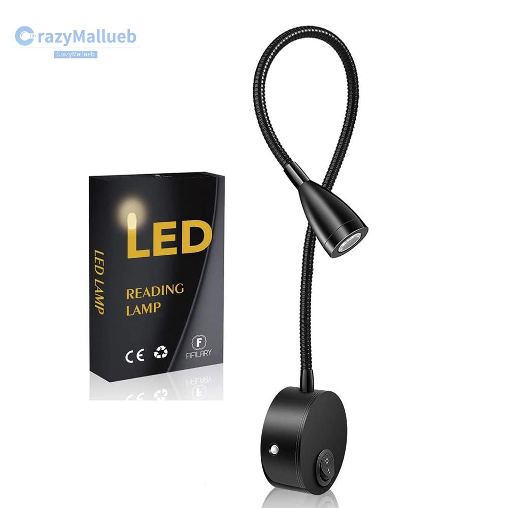 Crazymallueb❤LED Flexible Gooseneck Spotlight 360 Degree Rotation Bedside Switch Lamp❤Lighting