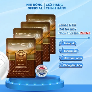 Combo 5 Túi Mặt Nạ Giấy Dưỡng Da 3W Clinic Hàn Quốc Chiết Xuất Nhau Thai Cừu Giúp Chống Lão Hóa & Mềm Mịn Da 23mlx5