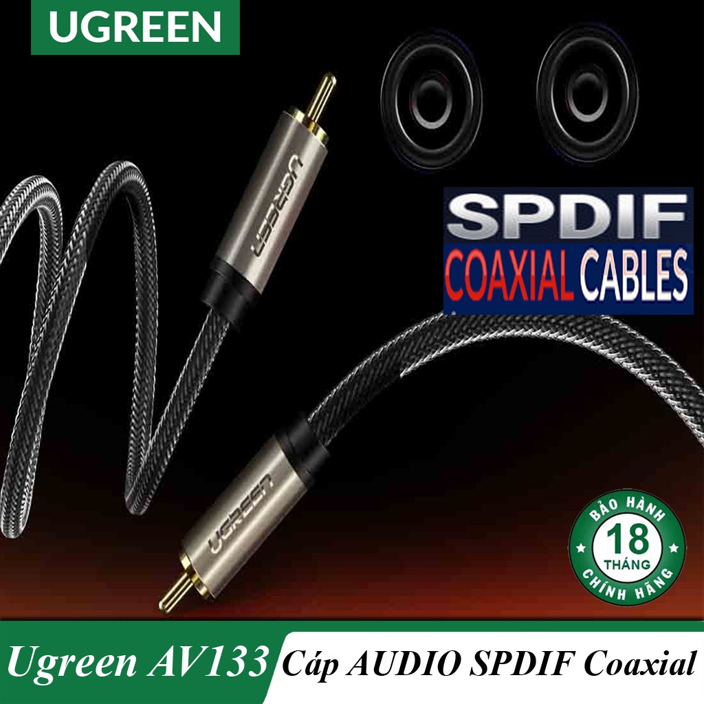 Cáp Âm Thanh SPDIF Coaxial Male To Male Chính Hãng UGREEN AV133 Cao Cấp