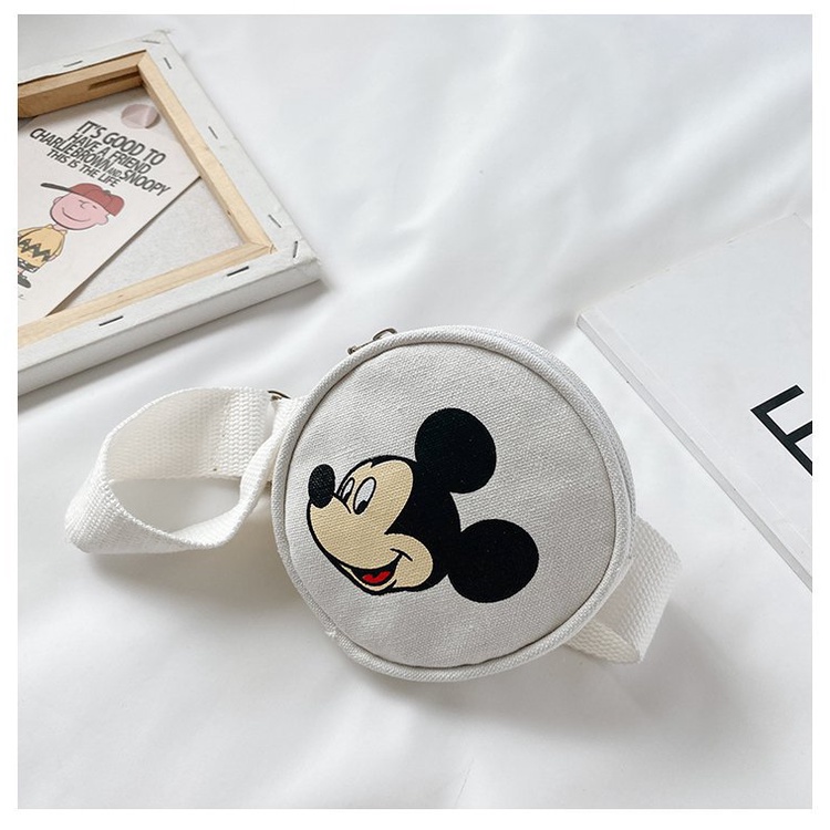 Túi đeo chéo mini vải canvas hình chuột Mickey 2021 thiết kế mùa hè xinh xắn cho bé