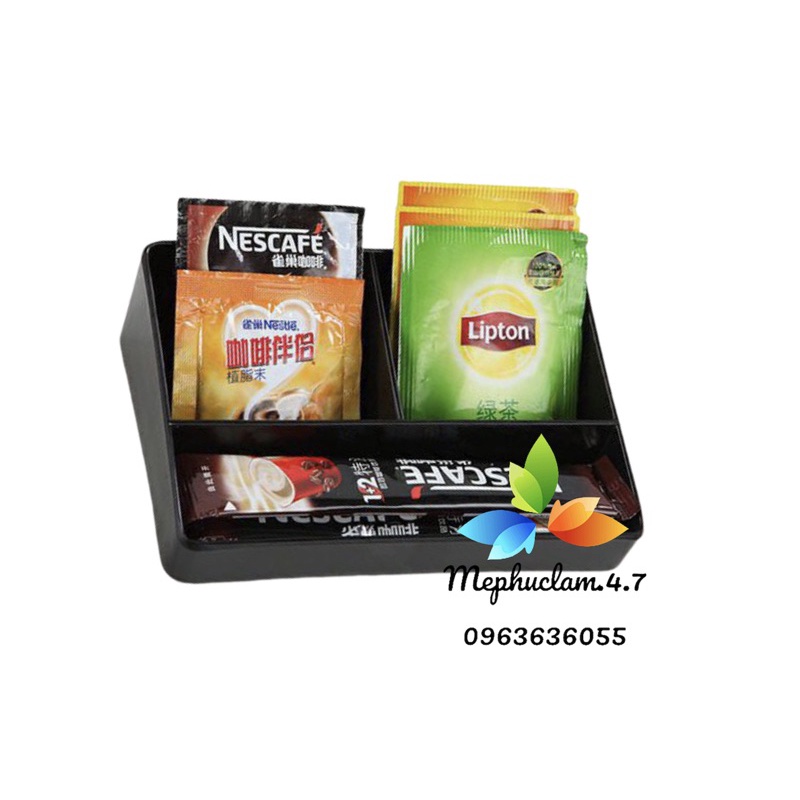 Khay đựng túi trà, cafe ba ngăn cho khách sạn, resort, homestay, nhà nghỉ, văn phòng, ...