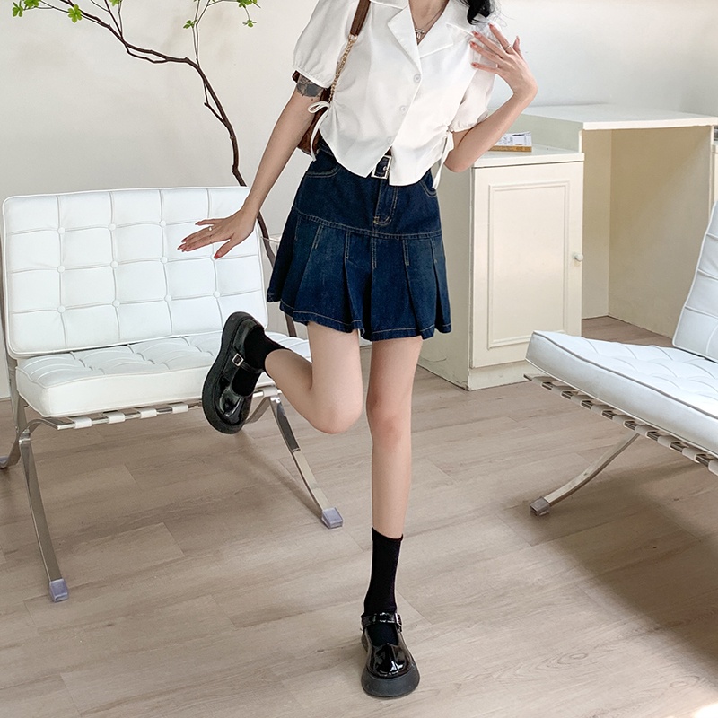 Chân Váy Denim Lưng Cao Thiết Kế Hợp Thời Trang Cho Phái Nữ