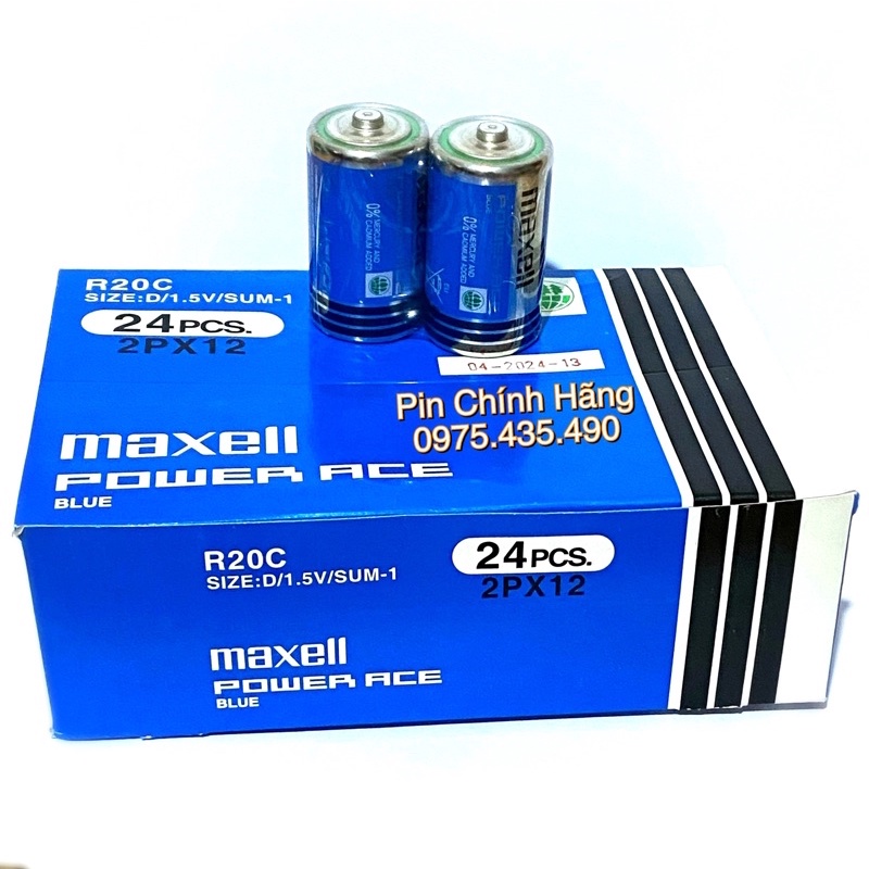 Hộp 12 Vỉ Pin Đại D Maxell R20 Chính Hãng vỉ 2 viên Made in Indonesia