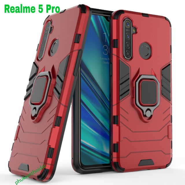 Ốp lưng Oppo Realme 5 Pro / Realme Q / Realme Q3 / Realme v13 chống sốc Iron Man Iring cao cấp siêu bền giá đỡ xem phim