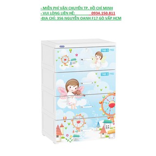 Tủ nhựa Duy Tân TABI S 4 ngăn- DƯƠNG MỚI- HỌA TIẾT NGẪU NHIÊN- GIAO NHANH 1H