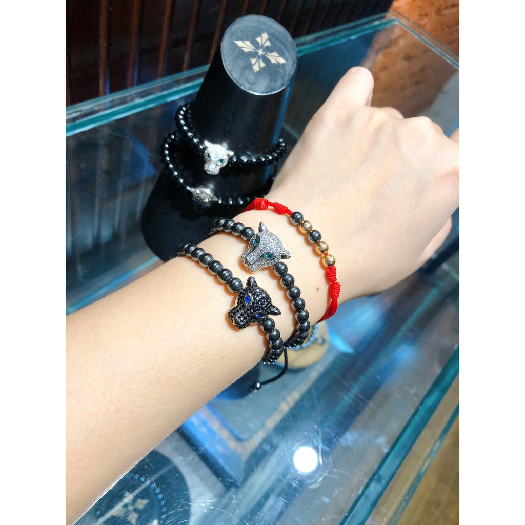 Vòng Hematit Panther Trắng Mắt Xanh Lá + Panther Đen Mắt Xanh Biển by Neora Jewels