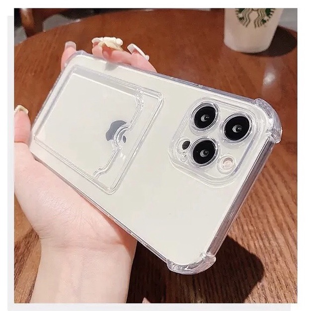 Ốp lưng trong có ngăn đựng thẻ - chống sốc cho iphone 13/13pro/13promax/14/15/pro/plus/promax