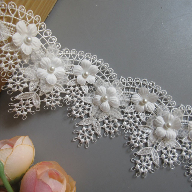 Dây Ruy Băng Ren Hoa Nho Hòa Tan 1 Yard 7cm Thêu Thủ Công Đa Ứng Dụng