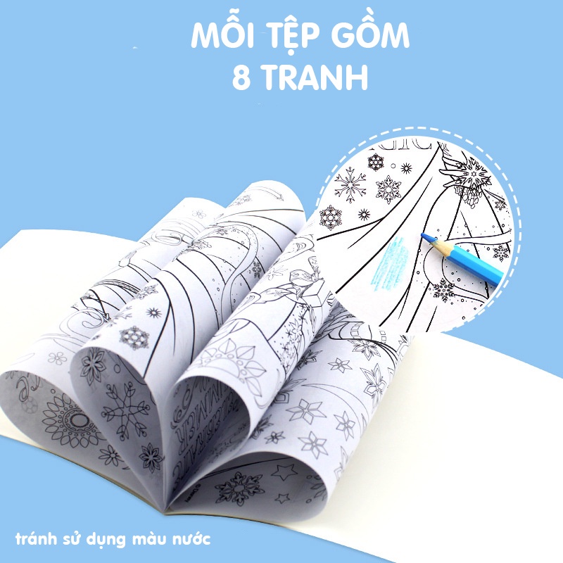 Tranh tô màu hoạt hình nhiều mẫu (đóng quyển) cho bé