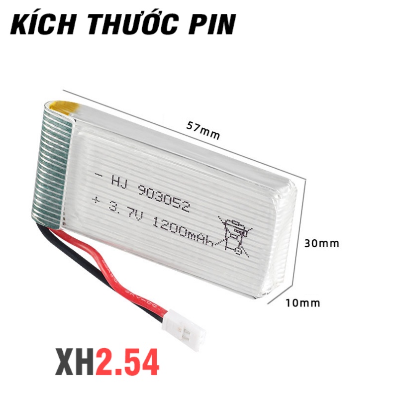 Pin sạc 3.7V dung lượng 1200mAh cổng nối XH-2.54 dùng cho máy bay loại X5, X5S, X5C, X5SW