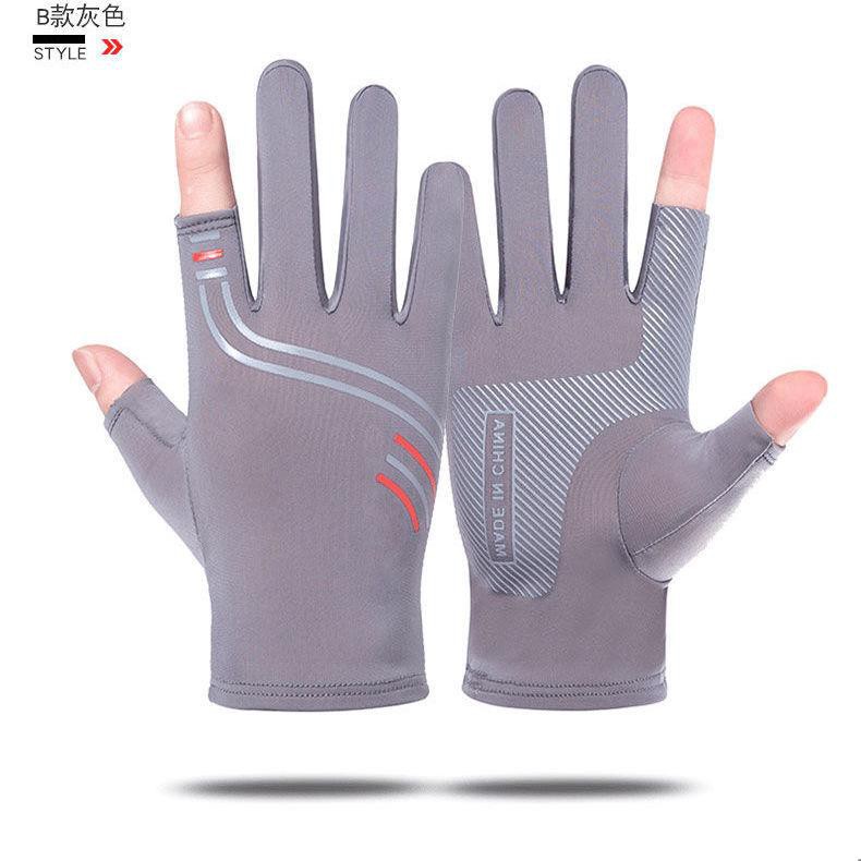 Găng tay lái xe hở ngón/ hở nửa hai ngón lụa lạnh chống trượt dành cho cả nam và nữ