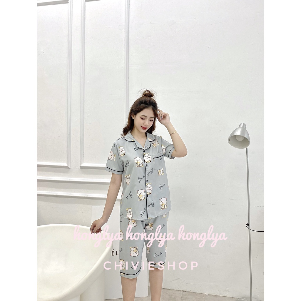 Bộ đồ mặc nhà quần lửng áo cộc tay pijama CỘC LỬNG