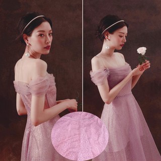 Đầm Dự Tiệc Ren Phối Cao Cấp Màu Hồng Tím