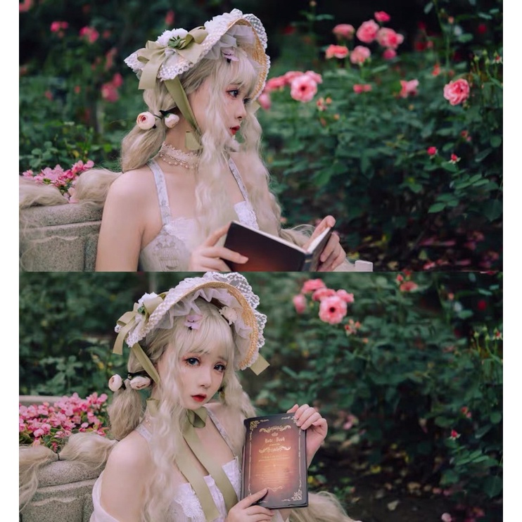 YASLC0115-Mũ lolita bnt thiết kế có dây buộc dưới cằm