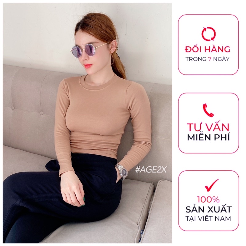 8 Màu áo CROPTOP tay dài AGE2X chính hãng, KIỂU DÁNG body, ôm gọn LÝ TƯỞNG CHO MỌI CÔ GÁI