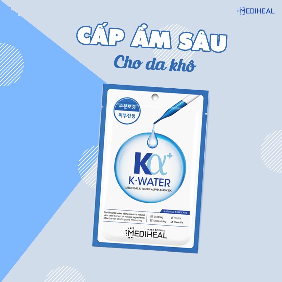 Combo 10 Mặt Nạ Cấp Ẩm Chuyên sâu Dành Cho Da Khô Mediheal K.Water Alpha Mask Ex 23ml x10