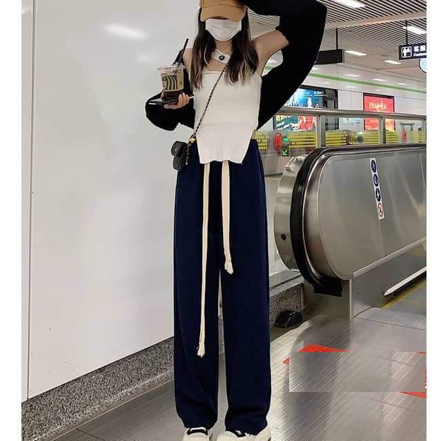 Quần Suông Dây Bản To 2 Màu PEONYB Nữ [FREESHIP]  Culottes ống rộng dáng dài kiểu đường phố 3158 hàn quốc