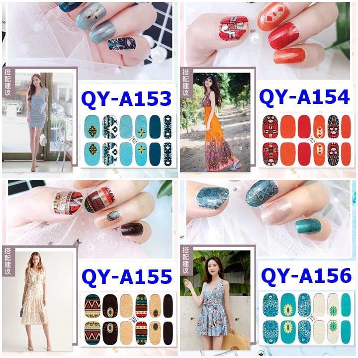 [Sỉ-Rẻ] Bộ dán móng tay nail sticker gồm 12 móng, không thấm nước, có độ đàn hồi tốt Phần 1 QYA [Lẻ-Sỉ]