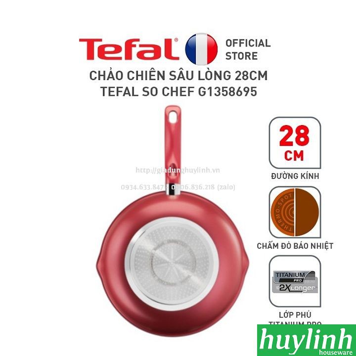 Freeship Chảo chiên xào sâu lòng đáy từ Tefal So Chef G1358695 - 28 cm