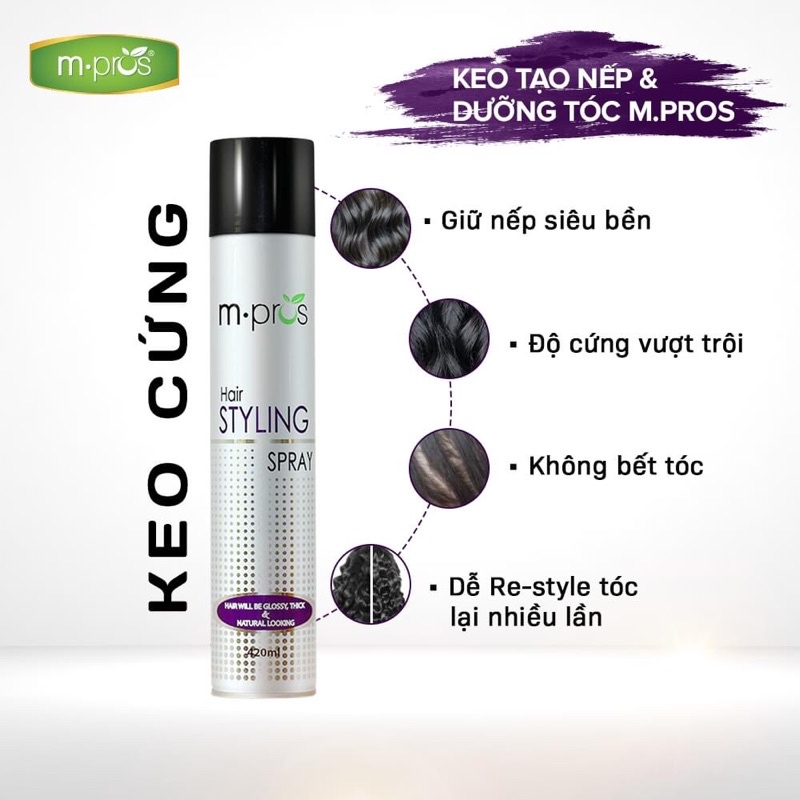 Keo Tạo Nếp Và Dưỡng Tóc M.pros Hair Styling Spray 420ml