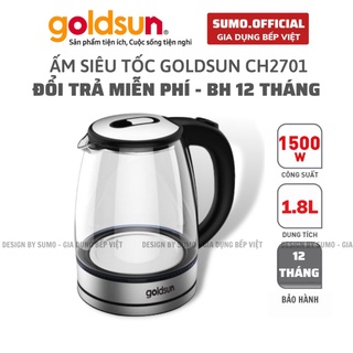 Ấm đun siêu tốc, ấm đun nước goldsun ch2701 1.7l, bảo hành 12 tháng sumo011