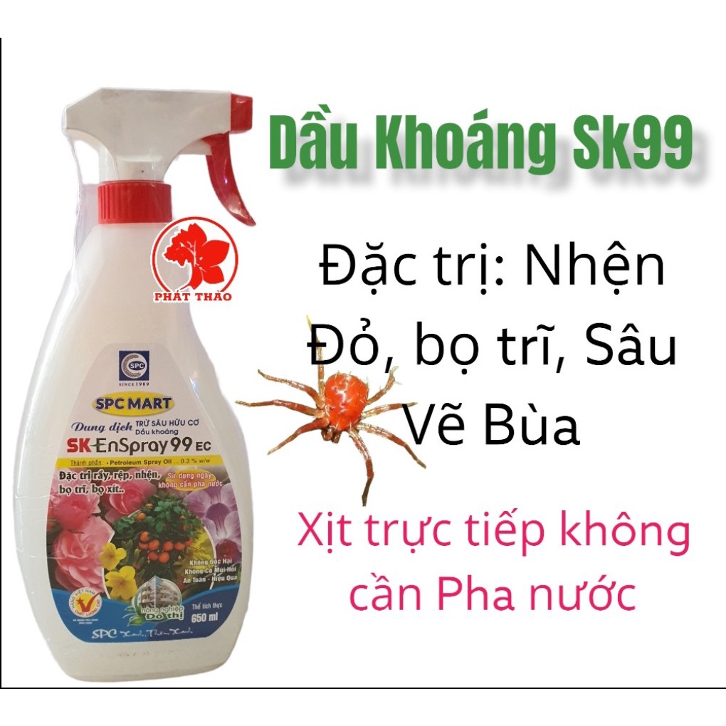 Sản phẩm SK Pray 99EC chai 650ml, phun xịt trực tiếp trừ nhện đỏ, bọ trĩ