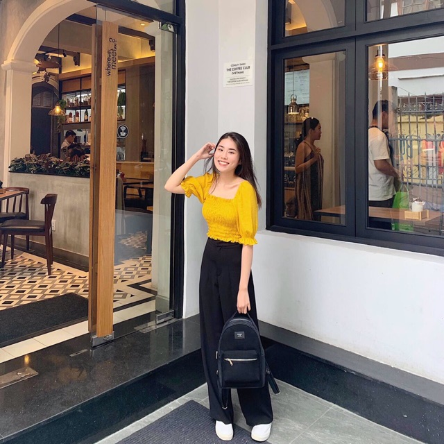 Sét áo nhún tay búp quần ống rộng