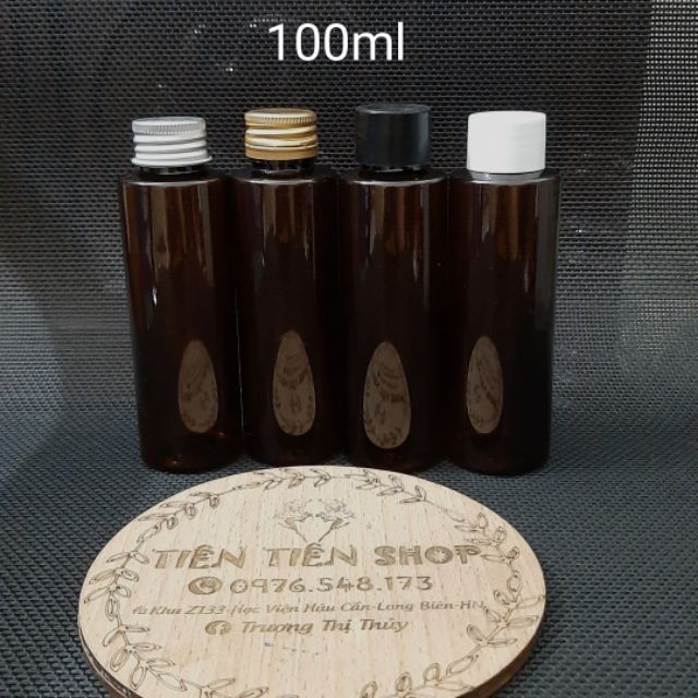 Chai nhựa nâu 100ml nắp vặn vai vuông