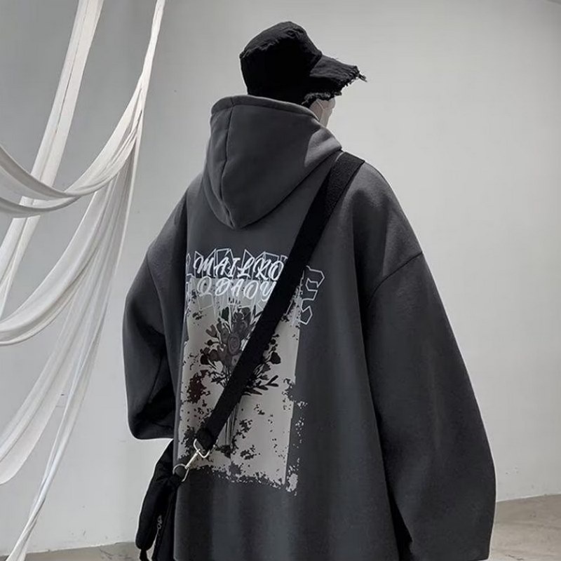 Áo Hoodie Tay Dài Oversize M-3XL In Họa Tiết Nghệ Thuật Thời Trang Mùa Đông Phong Cách Hàn Quốc Dành Cho Nam