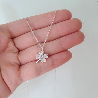 Dây chuyền bạc nữ mặt cỏ 4 lá đính đá