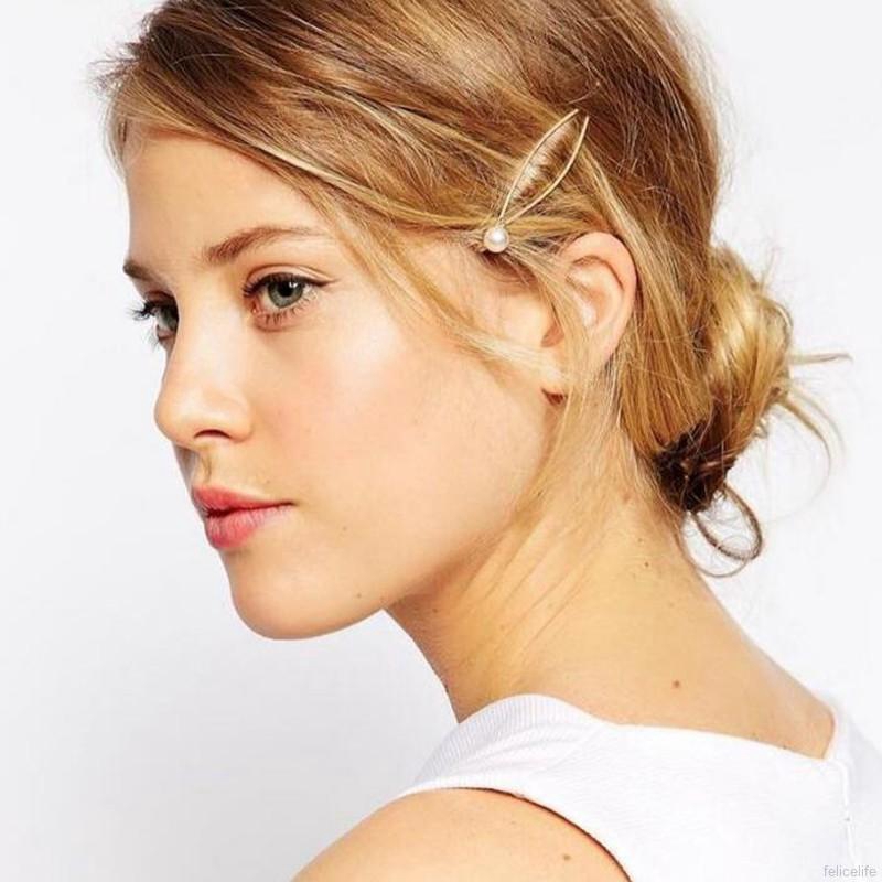 Kẹp tóc mạ vàng đính hạt giả ngọc trai