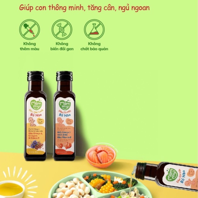 [OMEGA 3 cho bé] Bộ Dầu ăn dặm bổ não DẦU HẠT LANH Mămmy 100ml và Yến mạch sữa 50gr
