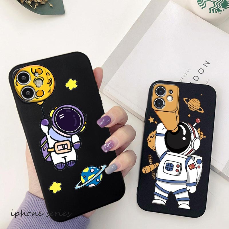 Ốp điện thoại mềm hình phi hành gia hoạt hình Compatible for iPhone 13 12 Mini 11 Pro Max XR X XS MAX SE2020 8 7 6 Plus