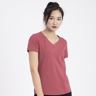 Áo thun cổ tim màu Hồng đất
