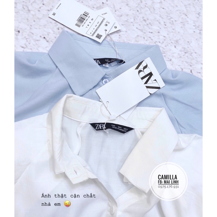 ✨TAY BỒNG 2 LỚP✨Áo sơmi tay bồng 2 màu xanh và trắng