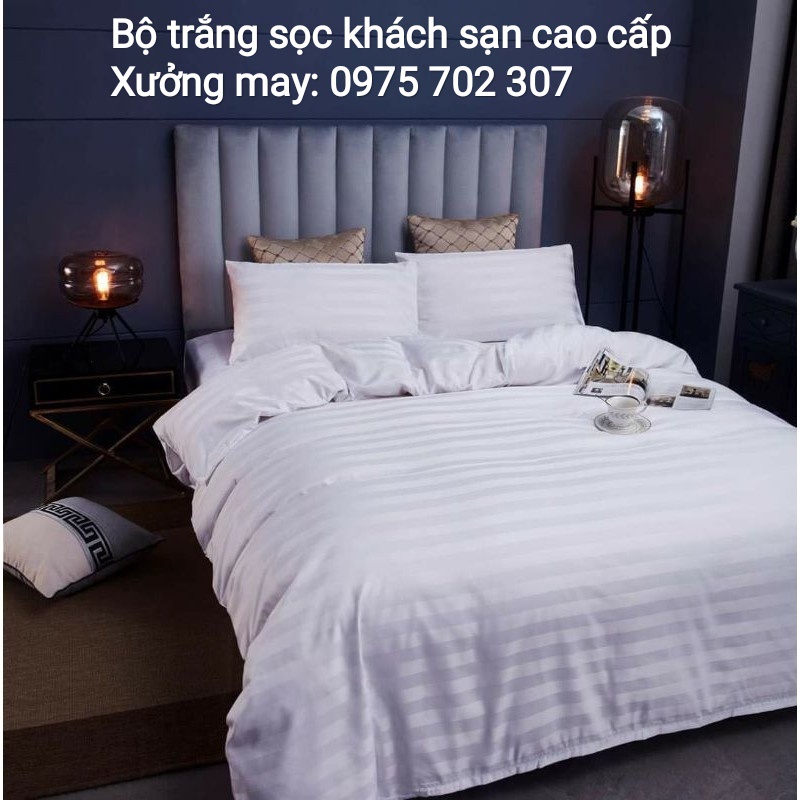 Bộ chăn ga gối đệm, drap giường cotton 100% cao cấp chuẩn khách sạn 5 sao, ra vải dày mịn nằm cực mát