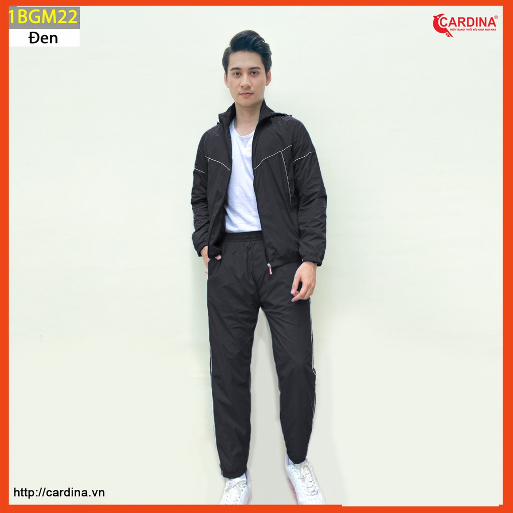 Bộ Gió Nam CARDINA Chất Gió Trơn 2 Lớp Lót Lưới Cao Cấp Dáng Thể Thao 1BGM.