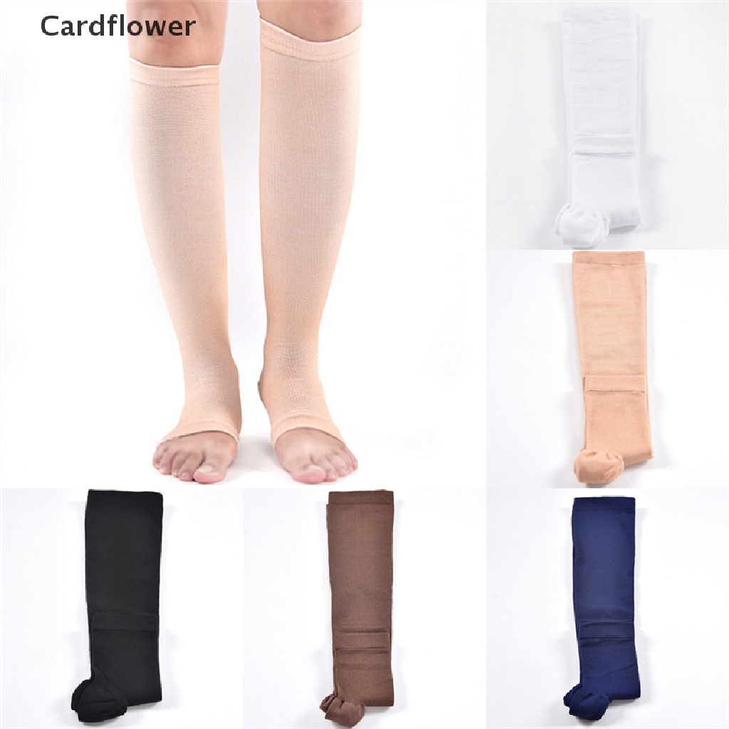 &lt; Cardflower &gt; Vớ Nén Hở Ngón Chân Không Co Giãn Hỗ Trợ Đầu Gối