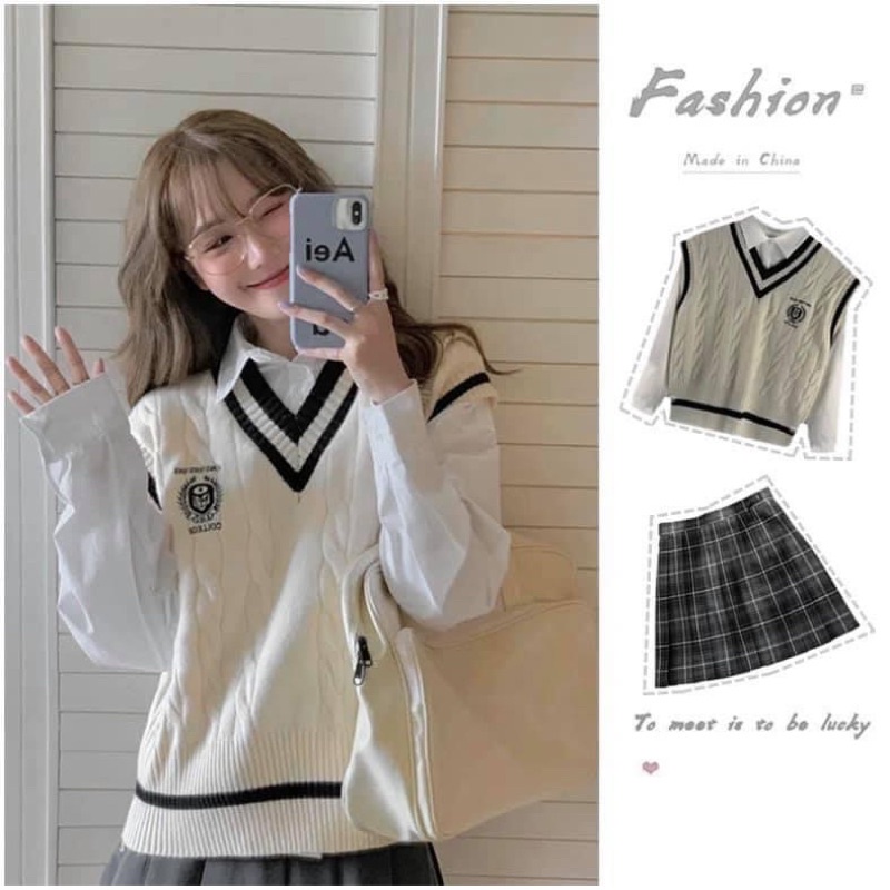 [ CÓ ẢNH THẬT + VIDEO TỰ QUAY ] Áo Gile Viền 3 Màu Đen, Be, Xám Kiểu Giống Hàn Quốc Mix Đồ Cực Xinh | BigBuy360 - bigbuy360.vn