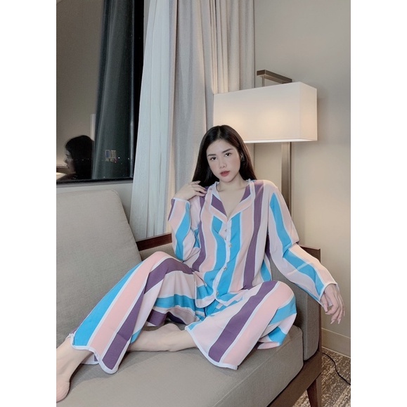 Đồ bộ Pijama - Form cánh dơi sóng tay dài quần dài cao cấp ❤️ | BigBuy360 - bigbuy360.vn