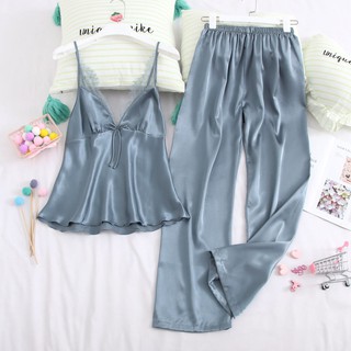 Đồ bộ ngủ lụa 2 dây quần dài